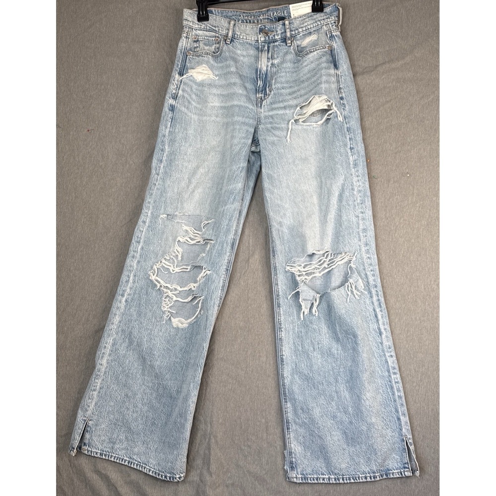 American Eagle Size 4 Waist 27 Dreamy Drape Distressed High Rise Ultra Wide